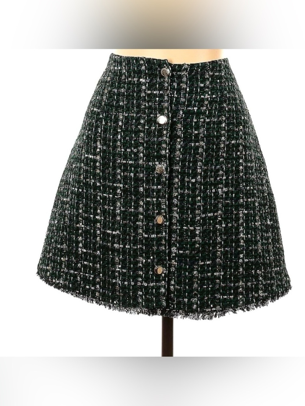 Ted Baker women’s Tweed Button-Front Mini Skirt in Dark Green size 1
